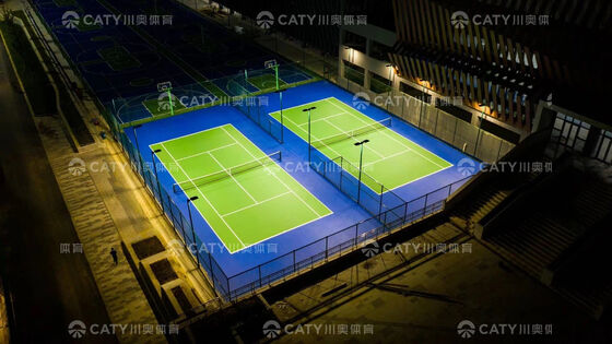 Ημιαπαρασκευασμένο σύστημα αθλητικού γηπέδου με ποσοστό απορρόφησης των κρουσμάτων > 53%, αντιαυλικού και εύκολης εγκατάστασης για χρήση σε διάφορα αθλήματα