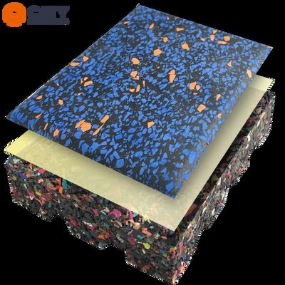 Πλακάκια από καουτσούκ υψηλής απόδοσης, premium, με χρωματιστά στίγματα για δάπεδα γυμναστηρίων και εμπορικούς χώρους γυμναστικής